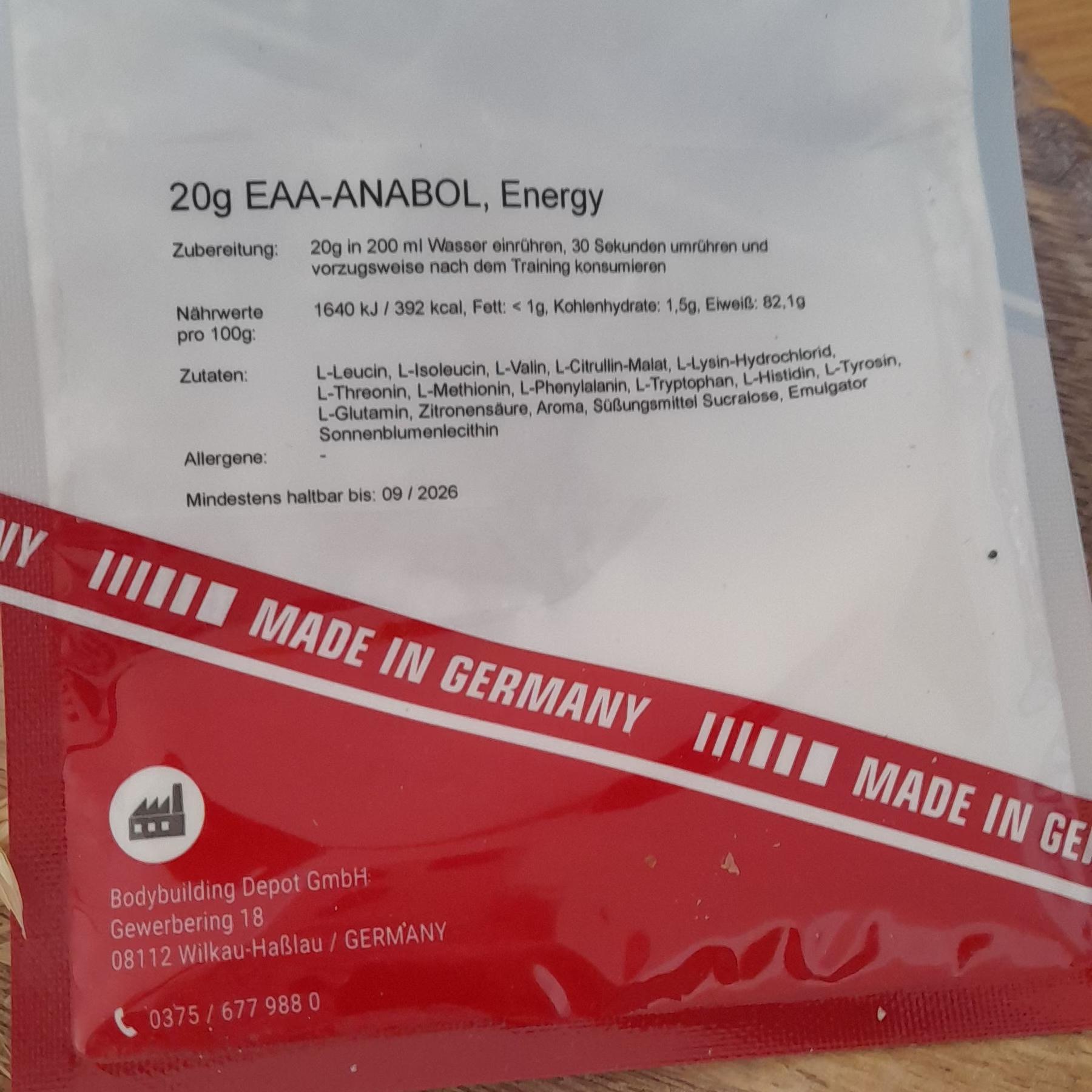 Geschmacksprobe EAA Energy