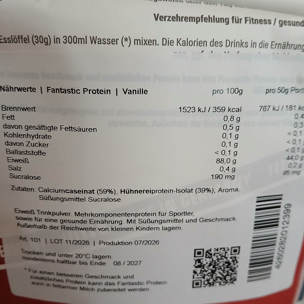 FANTASTIC Protein ,Geschmack: Vanille,  laktosearm