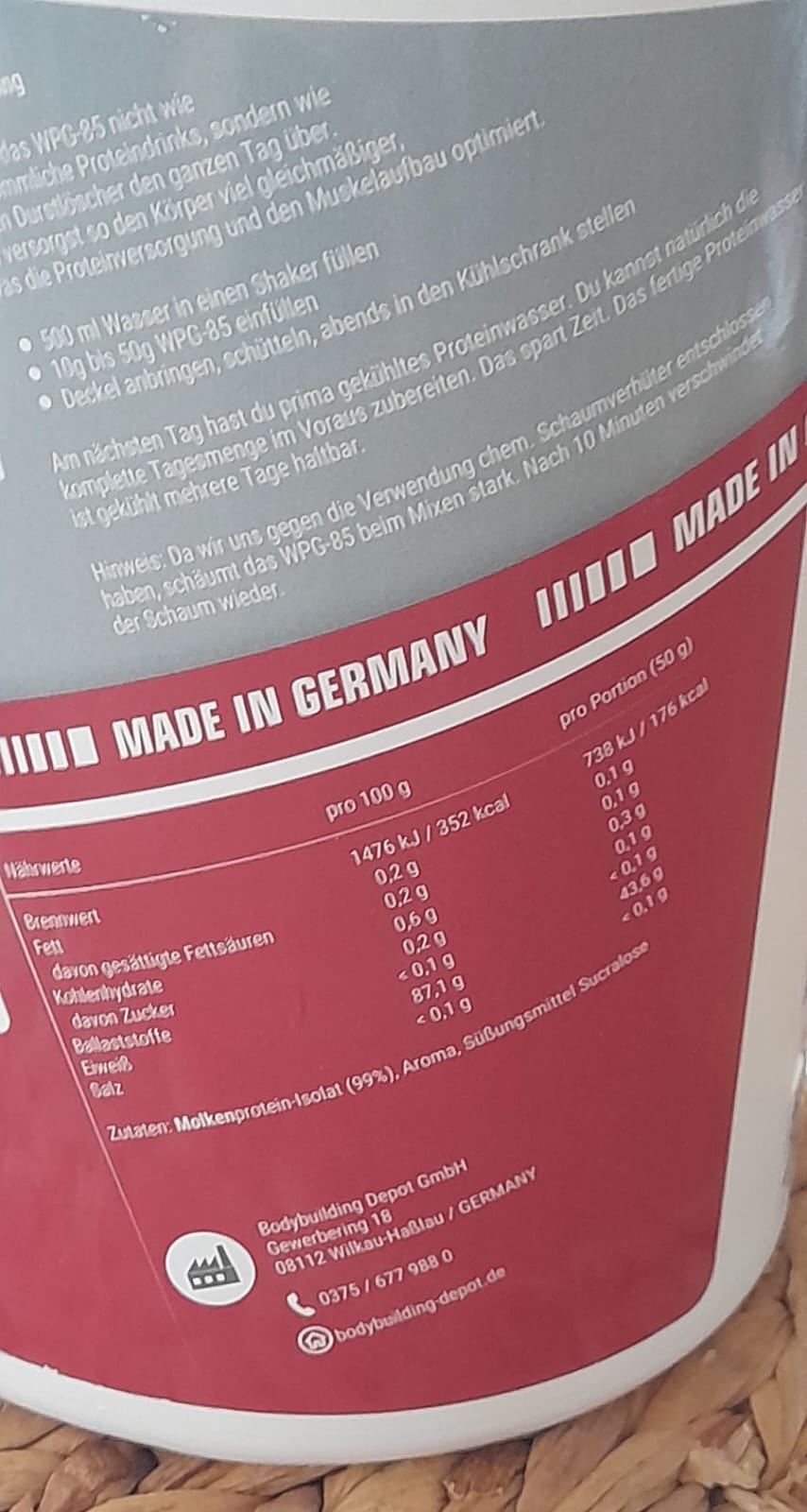 Bodybuilding Depot /WPG 85 Clear Whey- Granulat 1 KG Himbeere