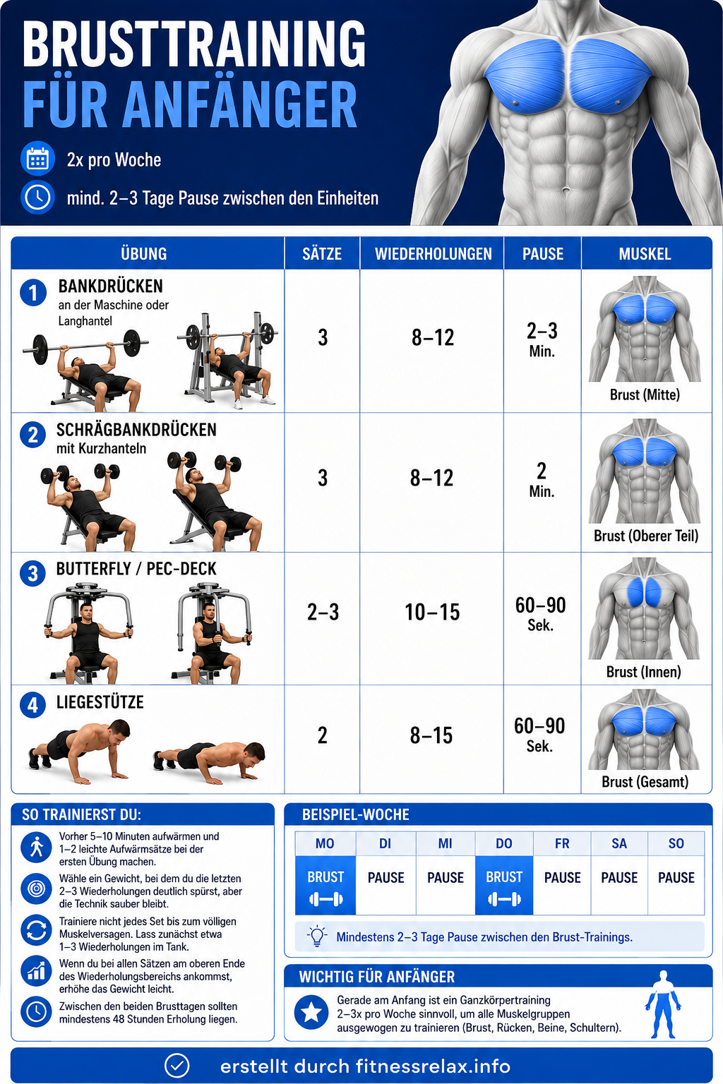 Brusttrainingsplan für Anfänger