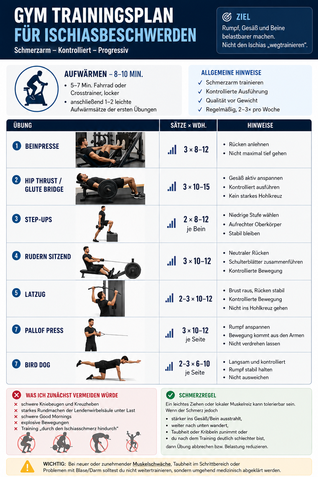 Trainingsplan / Vorschlag bei Ischiasbeschwerden
