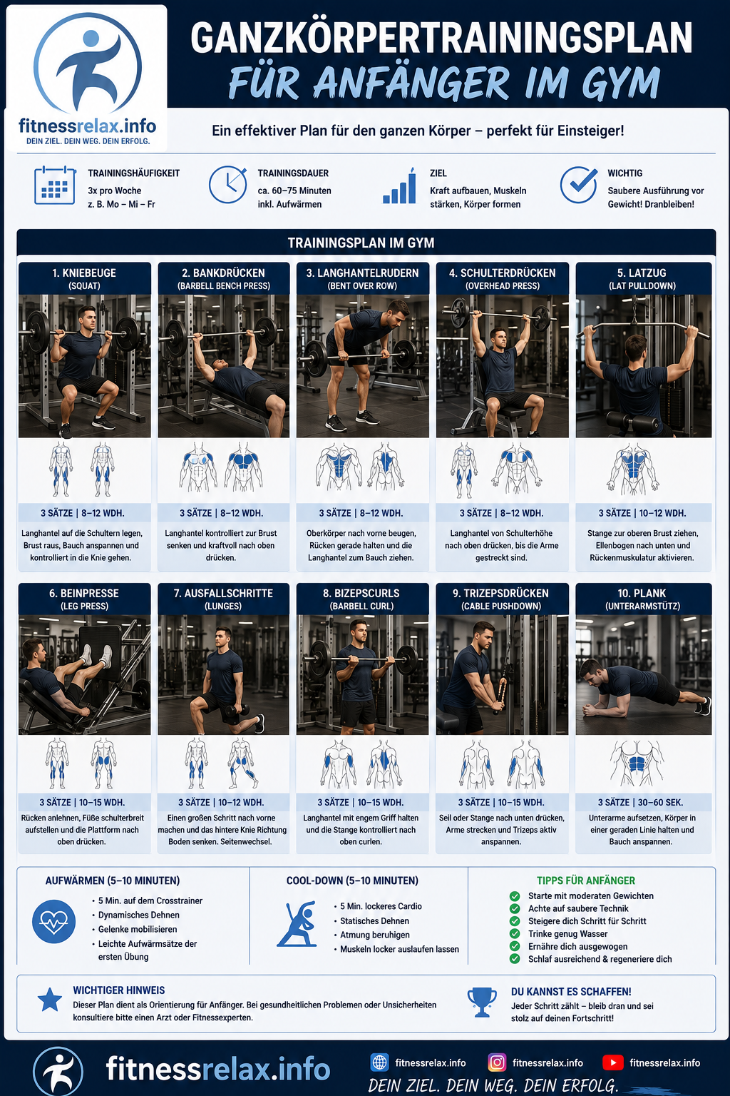 Ganzkörpertrainingsplan für das Gym